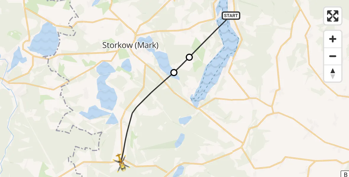 Flugroute Rettungshubschrauber Bad Saarow - Storkow (Mark), 23 Oktober 2026, 14:57