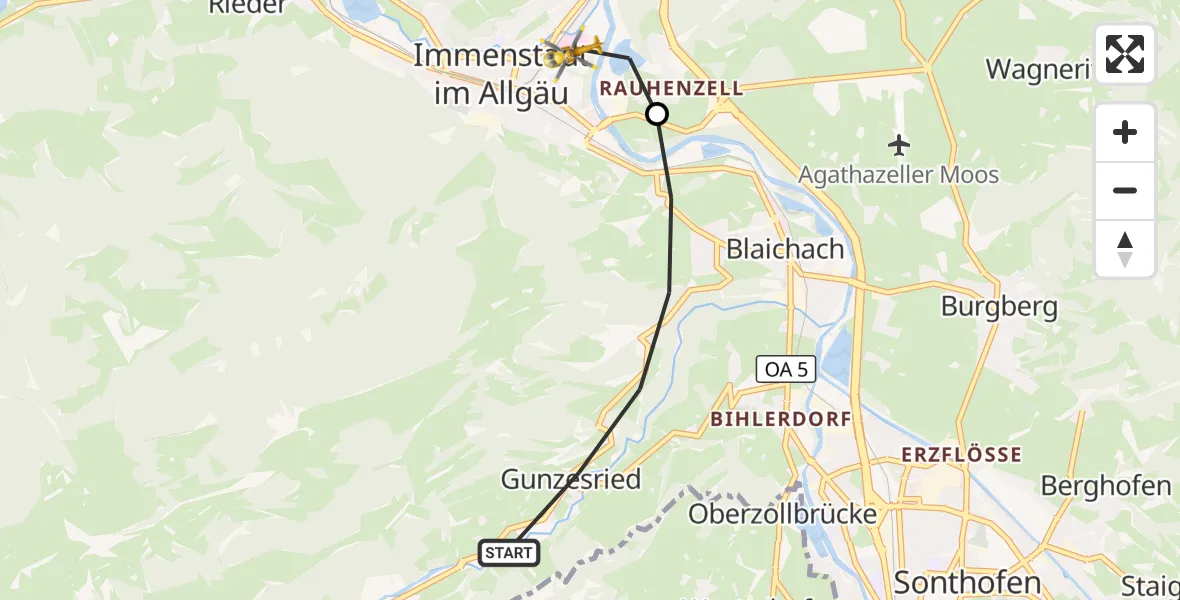 Flugroute Rettungshubschrauber Blaichach - Immenstadt i.Allgäu, 23 Oktober 2026, 15:20
