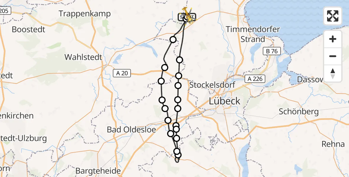 Flugroute Rettungshubschrauber Christoph 12 Luftrettungszentrum - Christoph 12 Luftrettungszentrum, 23 Oktober 2026, 15:29