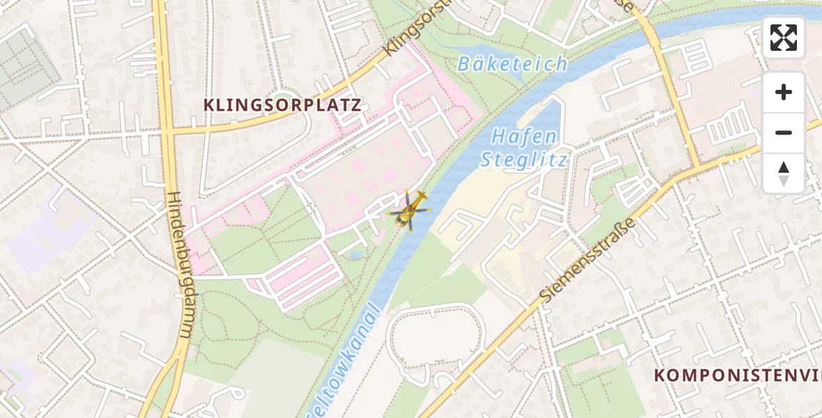Flugroute Rettungshubschrauber Charité Clinic Benjamin Franklin Campus - Charité Clinic Benjamin Franklin Campus, 23 Oktober 2026, 15:44