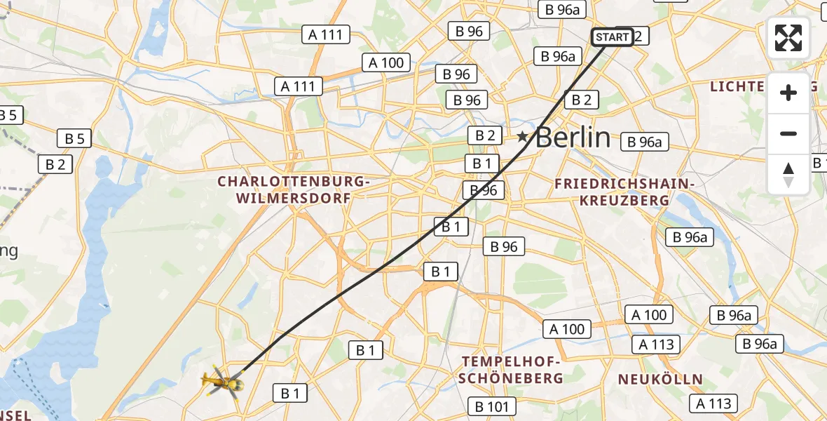 Flugroute Rettungshubschrauber Berlin - Berlin, 23 Oktober 2026, 16:06