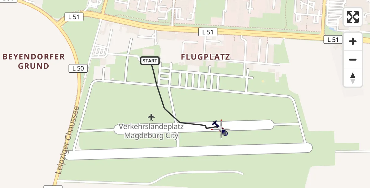 Flugroute Polizeihubschrauber Magdeburg City Flugplatz - Magdeburg City Flugplatz, 23 Oktober 2026, 16:44