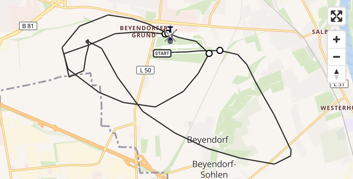 Flugroute Polizeihubschrauber Magdeburg City Flugplatz - Magdeburg City Flugplatz, 23 Oktober 2026, 17:07