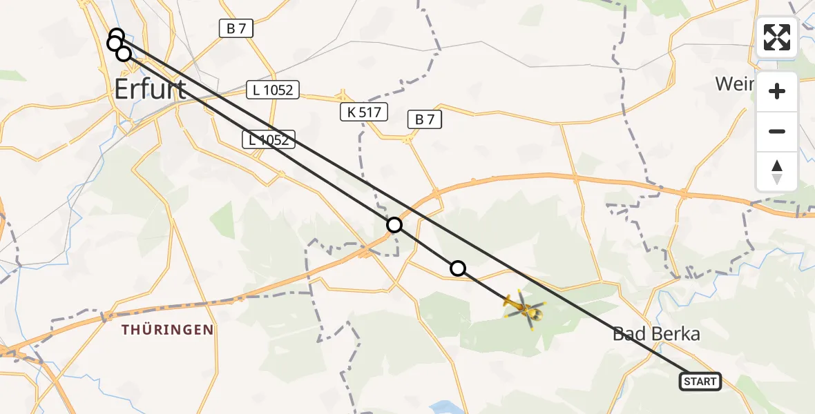 Flugroute Ambulanzhubschrauber Bad Berka - Bad Berka, 23 Oktober 2026, 23:28