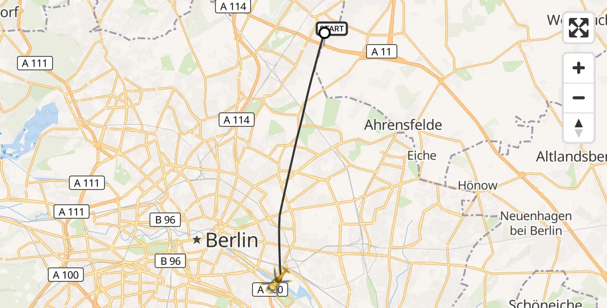 Flugroute Rettungshubschrauber Helios Clinic Berlin-Buch - Berlin, 24 Oktober 2026, 06:32
