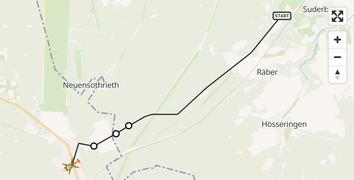 Flugroute Rettungshubschrauber Suderburg - Südheide, 24 Oktober 2026, 06:42
