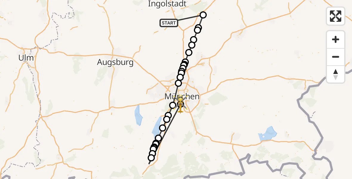 Flugroute Rettungshubschrauber Reichertshofen - Riegsee, 24 Oktober 2026, 08:21