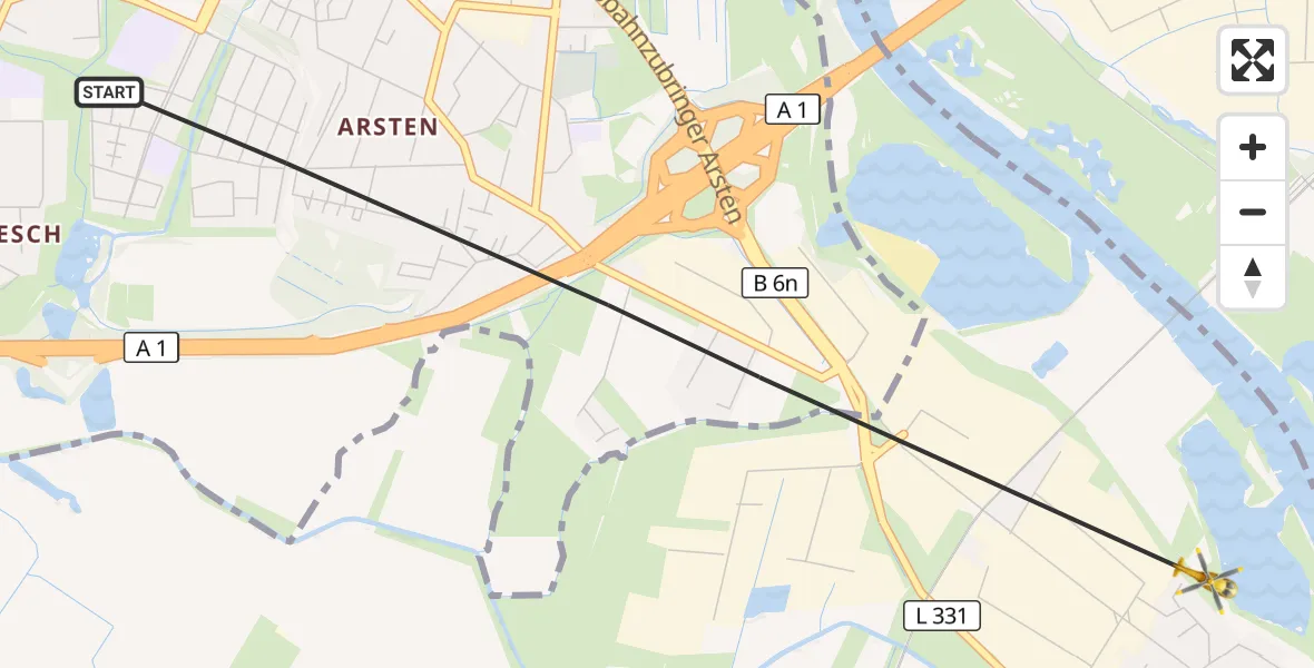 Flugroute Rettungshubschrauber Bremen - Weyhe, 24 Oktober 2026, 08:58