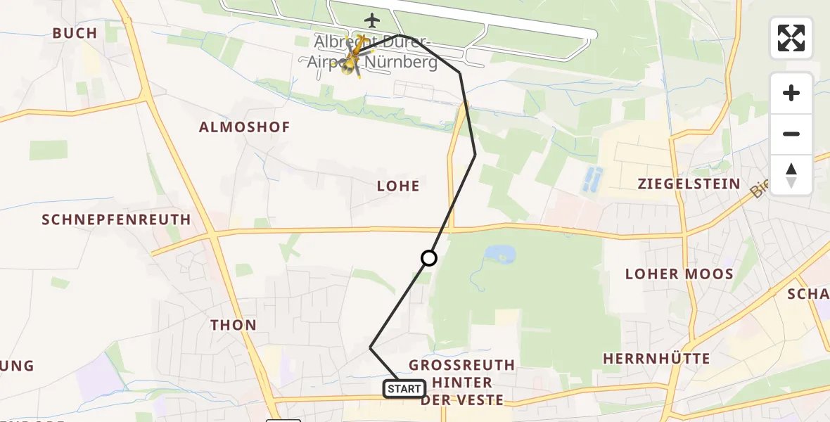 Flugroute Ambulanzhubschrauber Nürnberg - Flughafen Nuremberg, 24 Oktober 2026, 10:06