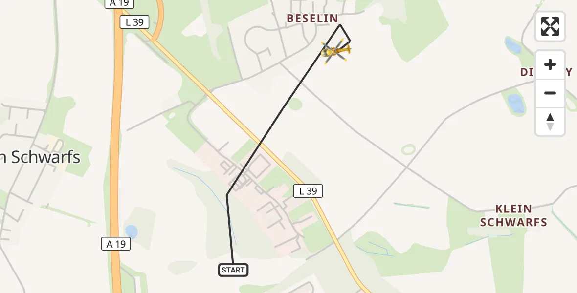 Flugroute Ambulanzhubschrauber Dummerstorf - Dummerstorf, 24 Oktober 2026, 10:39