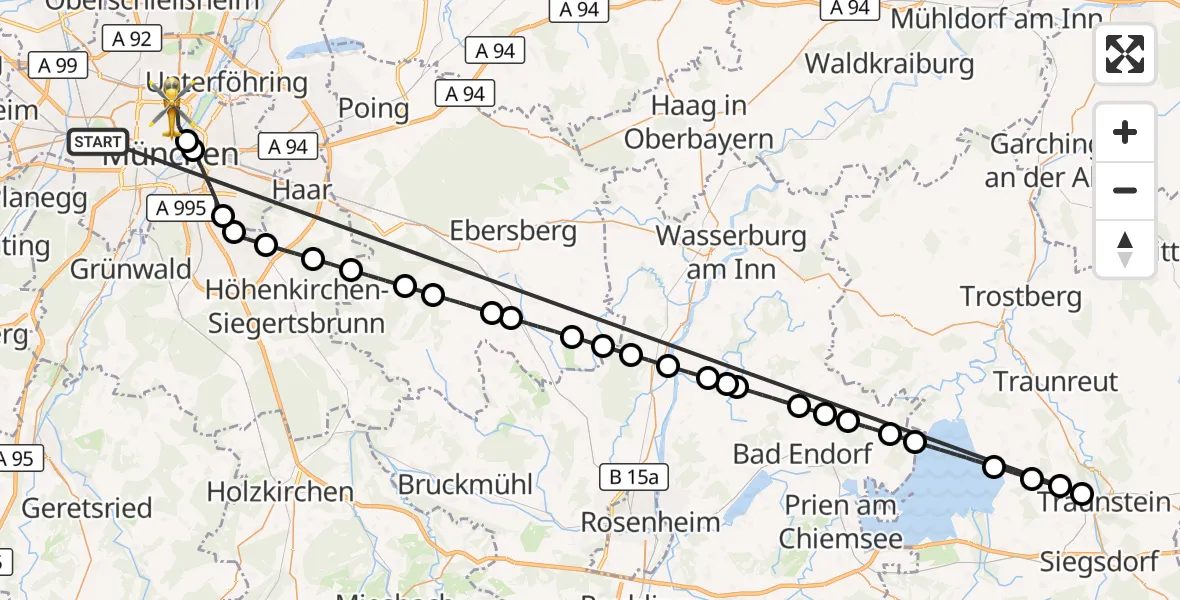 Flugroute Rettungshubschrauber München - München, 24 Oktober 2026, 11:03
