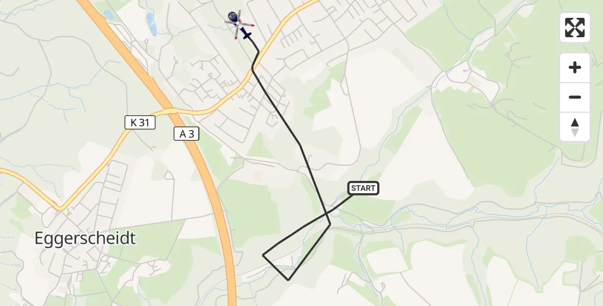 Flugroute Polizeihubschrauber Ratingen - Ratingen, 24 Oktober 2026, 13:31