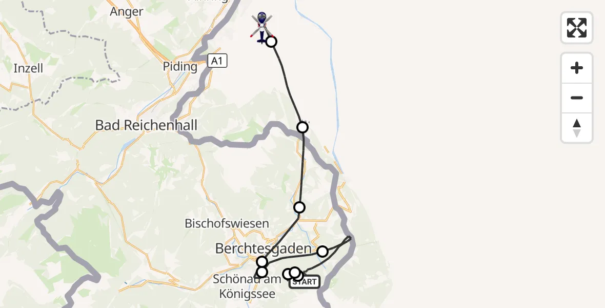 Flugroute Polizeihubschrauber Berchtesgaden - Salzburg Airport, 24 Oktober 2026, 13:51