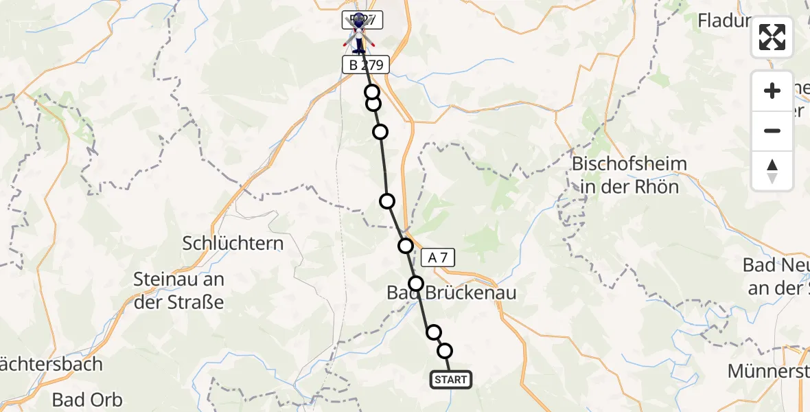 Flugroute Polizeihubschrauber Geiersnest-West - Fulda, 24 Oktober 2026, 14:22