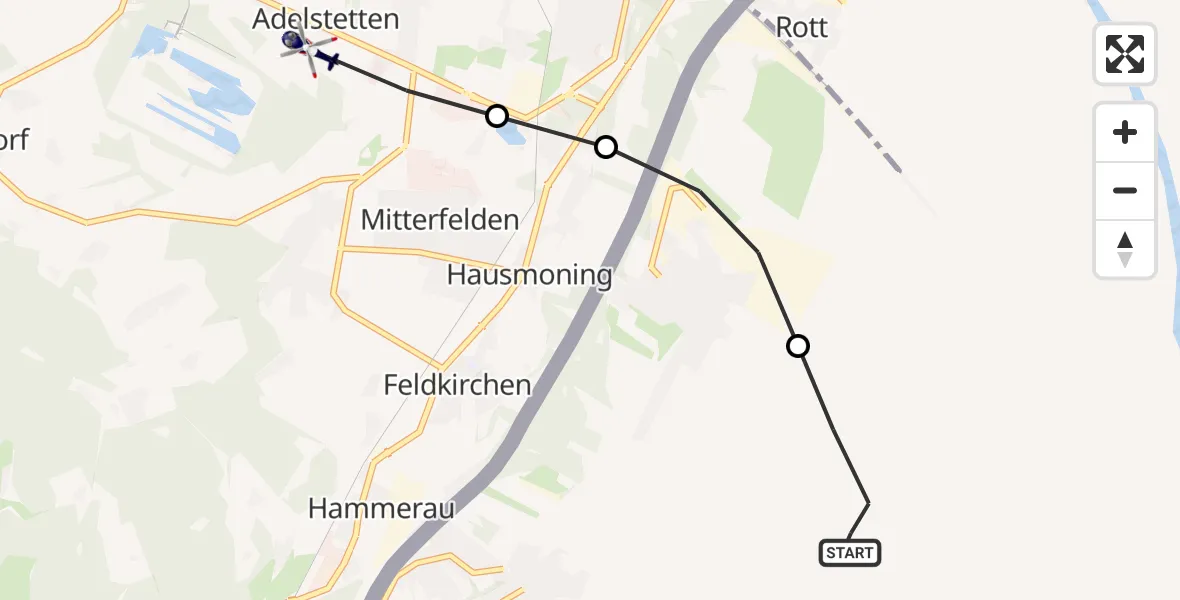Flugroute Polizeihubschrauber Salzburg Airport - Ainring, 24 Oktober 2026, 14:48