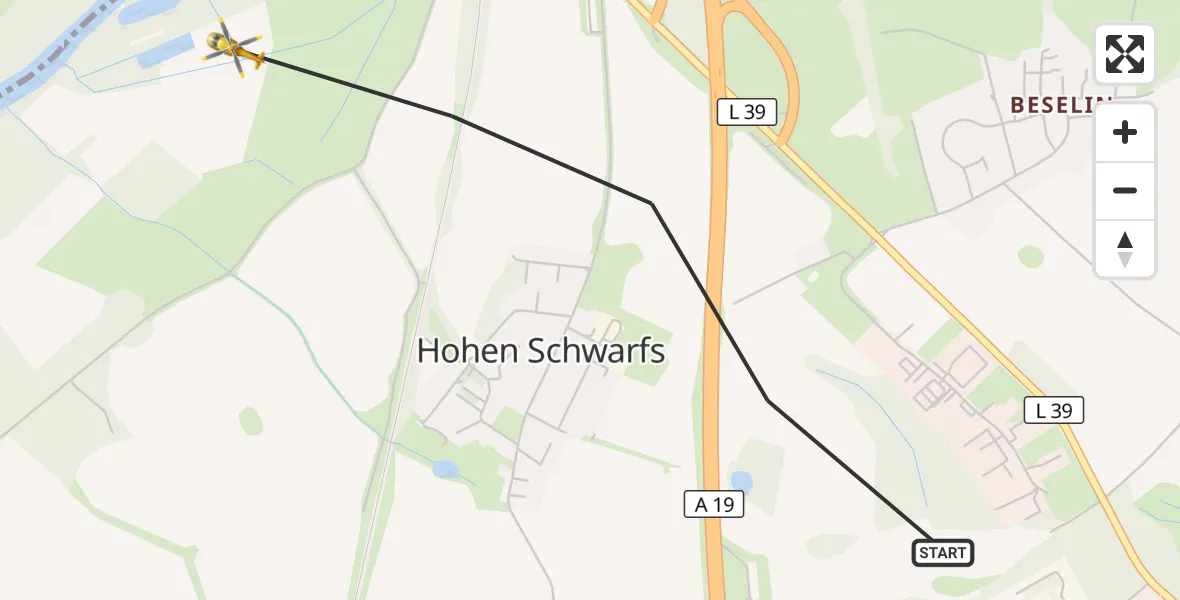 Flugroute Ambulanzhubschrauber Dummerstorf - Dummerstorf, 24 Oktober 2026, 14:50