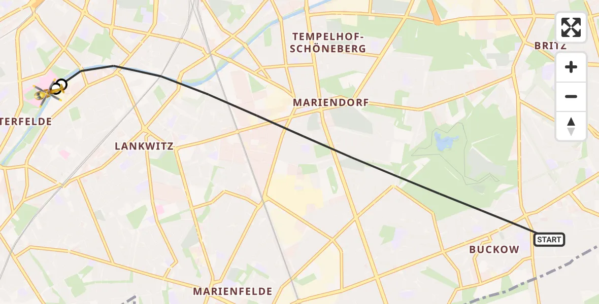 Flugroute Rettungshubschrauber Berlin - Charité Clinic Benjamin Franklin Campus, 24 Oktober 2026, 15:43