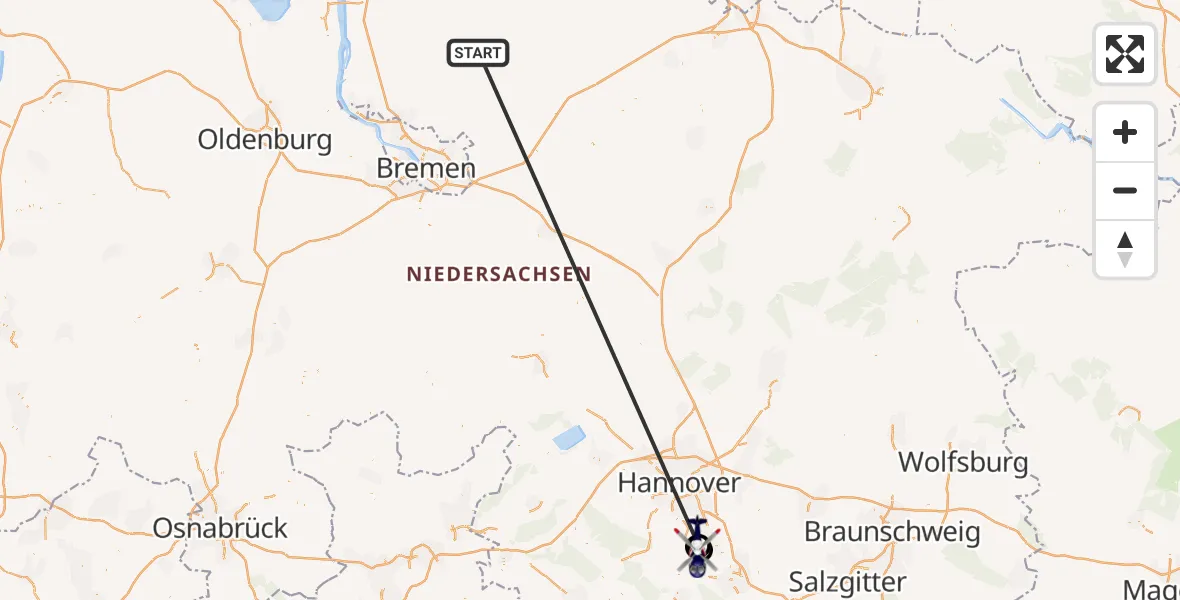 Flugroute Polizeihubschrauber Gnarrenburg - Sarstedt, 24 Oktober 2026, 16:28