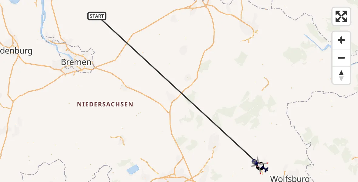 Flugroute Polizeihubschrauber Gnarrenburg - Gifhorn Bundespolizei Hubschrauberlandeplatz, 24 Oktober 2026, 17:10