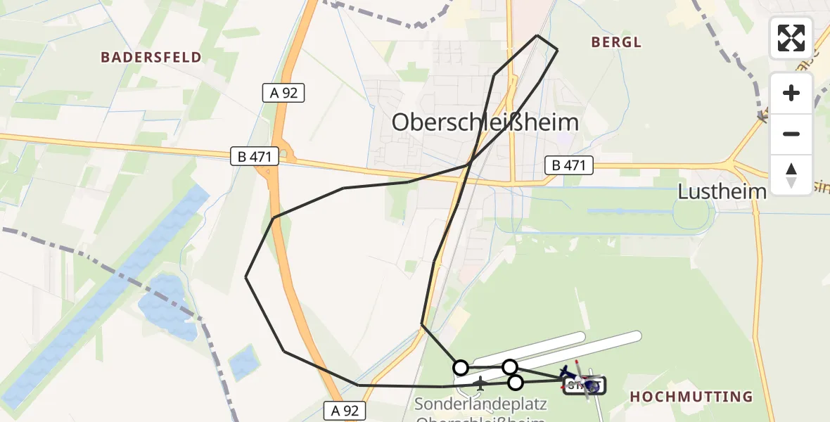 Flugroute Polizeihubschrauber Oberschleissheim Hubschrauberlandeplatz - Oberschleissheim Hubschrauberlandeplatz, 24 Oktober 2026, 18:13