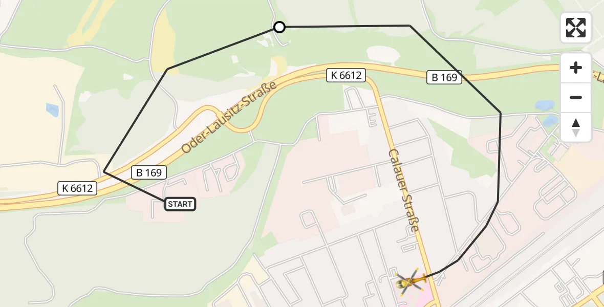 Flugroute Ambulanzhubschrauber ADAC Luftrettungsstation Senftenberg Hubschrauberlandeplatz - Senftenberg, 24 Oktober 2026, 22:26