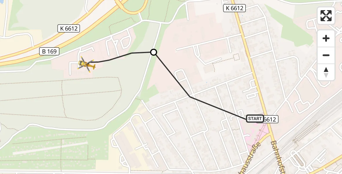 Flugroute Ambulanzhubschrauber Senftenberg - ADAC Luftrettungsstation Senftenberg Hubschrauberlandeplatz, 25 Oktober 2026, 01:41