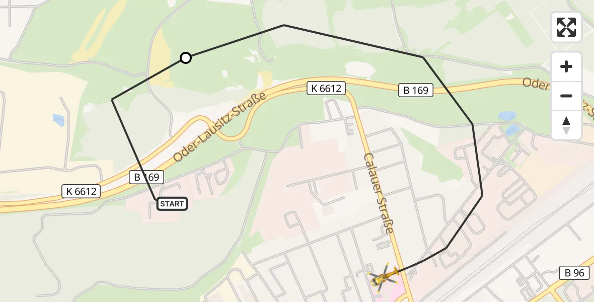 Flugroute Ambulanzhubschrauber ADAC Luftrettungsstation Senftenberg Hubschrauberlandeplatz - Senftenberg, 25 Oktober 2026, 02:58