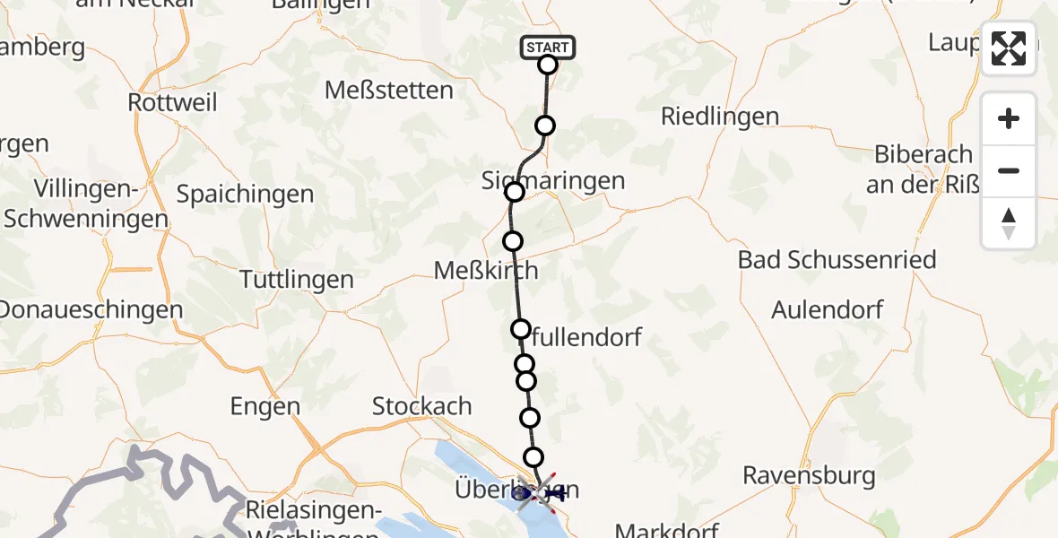 Flugroute Polizeihubschrauber Hettingen - Überlingen, 25 Oktober 2026, 07:08