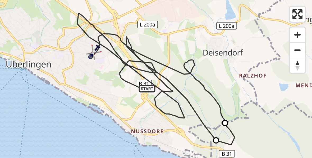 Flugroute Polizeihubschrauber Überlingen - Überlingen, 25 Oktober 2026, 07:32
