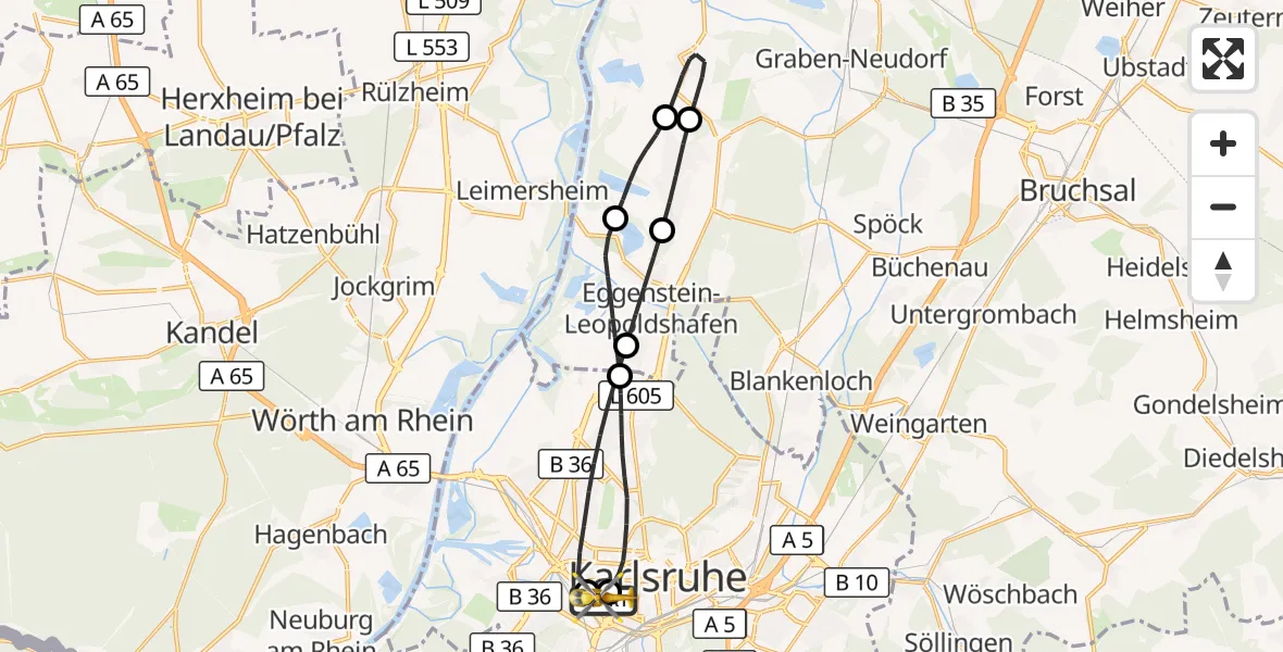 Flugroute Ambulanzhubschrauber Sankt Vincentius Hospital - Sankt Vincentius Hospital, 25 Oktober 2026, 10:38