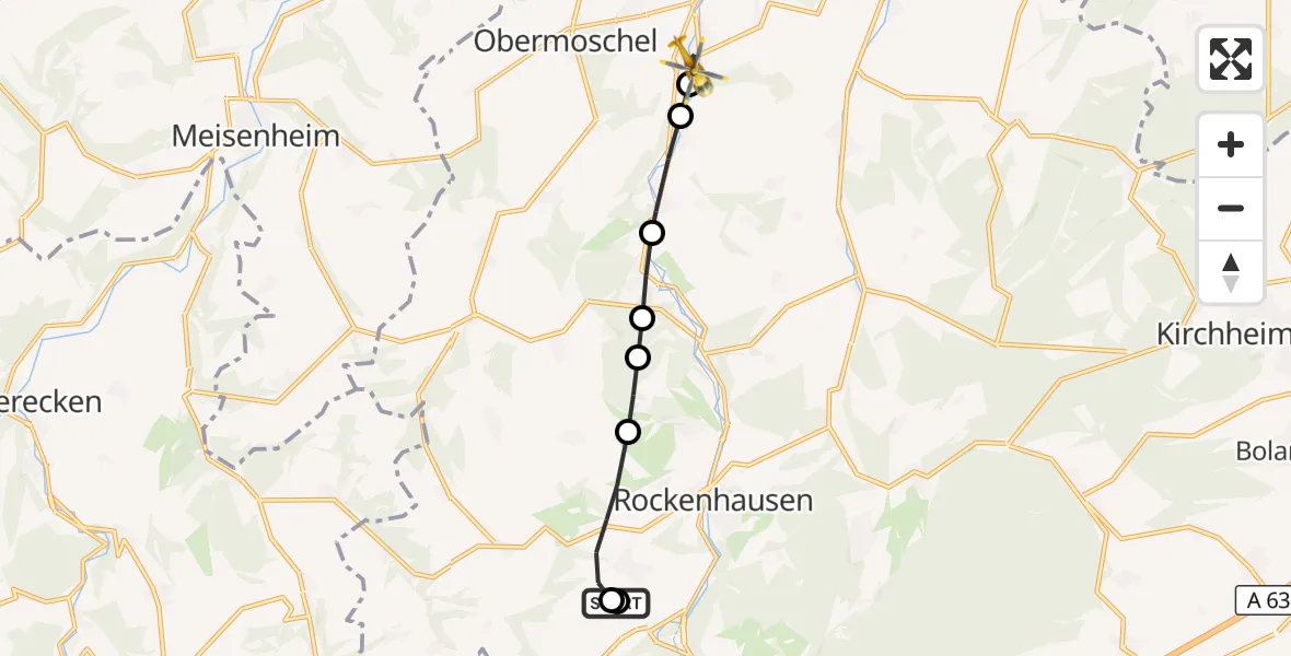 Flugroute Rettungshubschrauber Rockenhausen - Alsenz, 25 Oktober 2026, 10:47