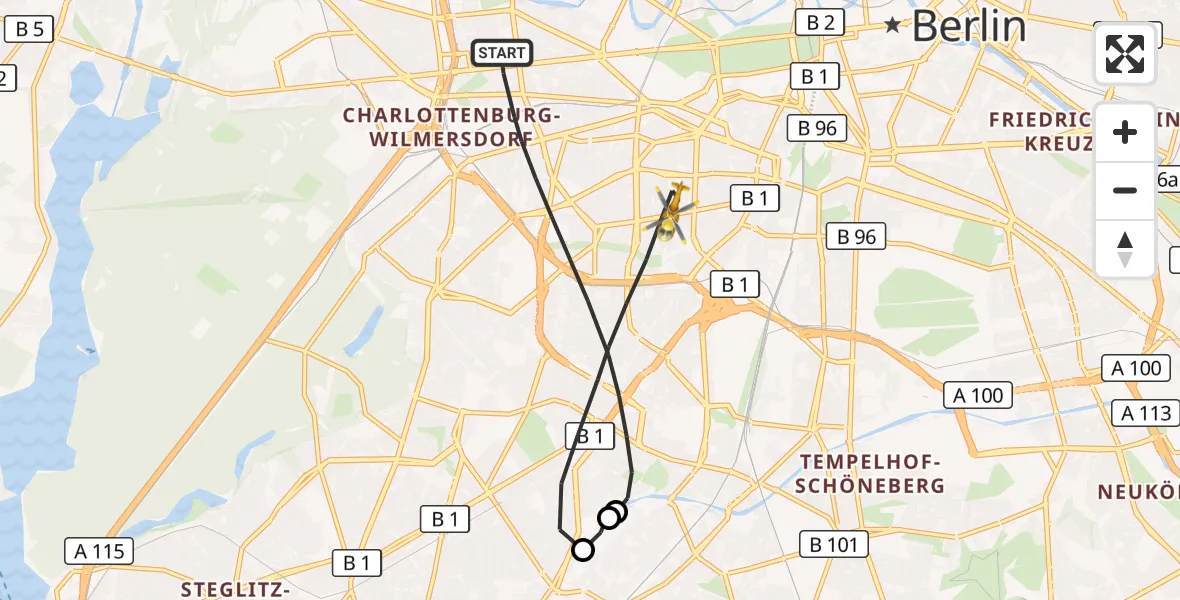 Flugroute Rettungshubschrauber Berlin - Berlin, 25 Oktober 2026, 11:05