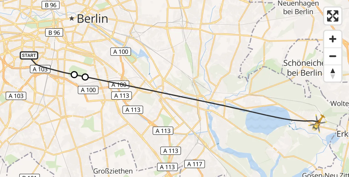 Flugroute Rettungshubschrauber Berlin - Berlin, 25 Oktober 2026, 11:38