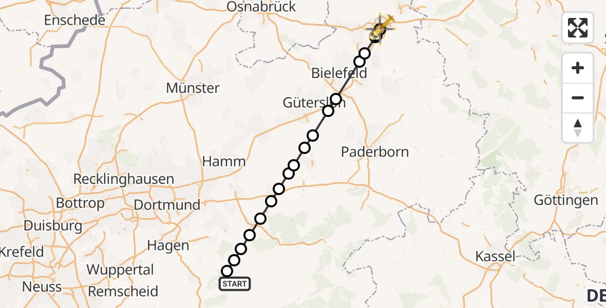 Flugroute Rettungshubschrauber Plettenberg - Bad Oeynhausen, 25 Oktober 2026, 12:25