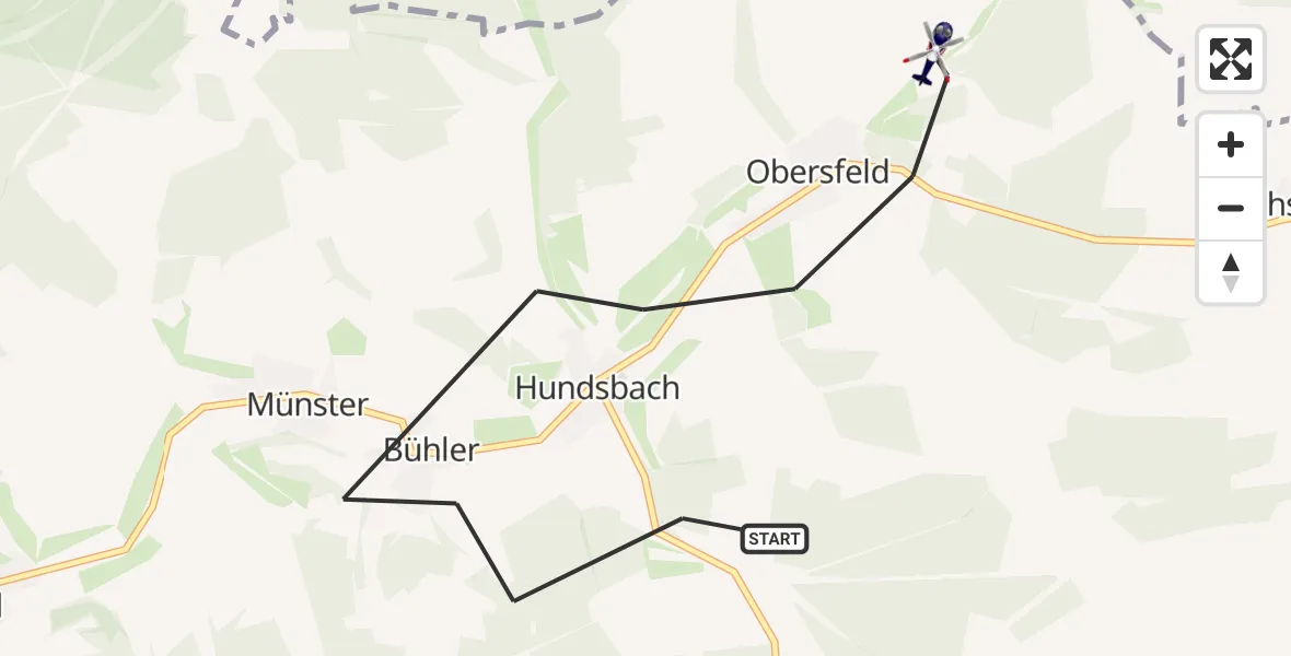 Flugroute Polizeihubschrauber Eußenheim - Eußenheim, 25 Oktober 2026, 12:37