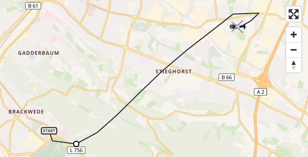 Flugroute Polizeihubschrauber Luftrettungszentrum Bielefeld - Bielefeld, 25 Oktober 2026, 13:03