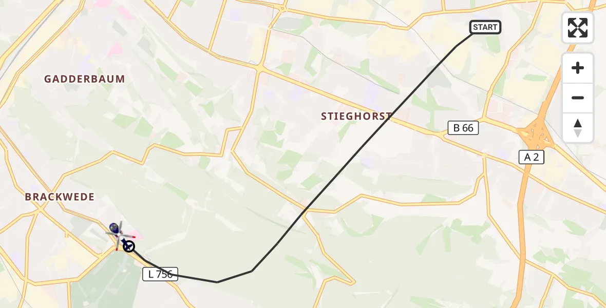 Flugroute Polizeihubschrauber Bielefeld - Luftrettungszentrum Bielefeld, 25 Oktober 2026, 14:16