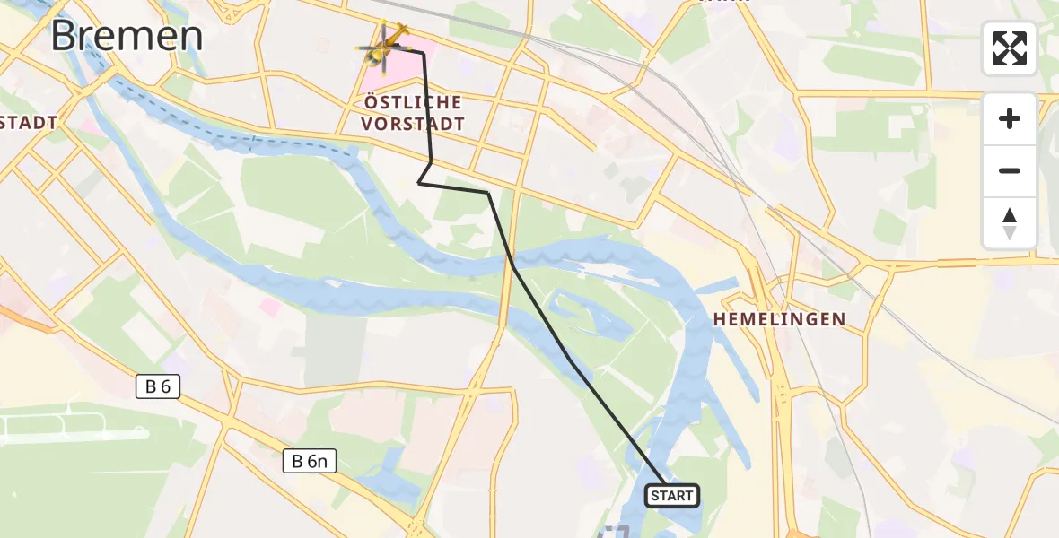 Flugroute Rettungshubschrauber Bremen - Bremen, 25 Oktober 2026, 15:02