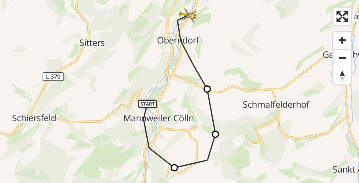 Flugroute Rettungshubschrauber Mannweiler-Cölln - Oberndorf, 25 Oktober 2026, 15:04