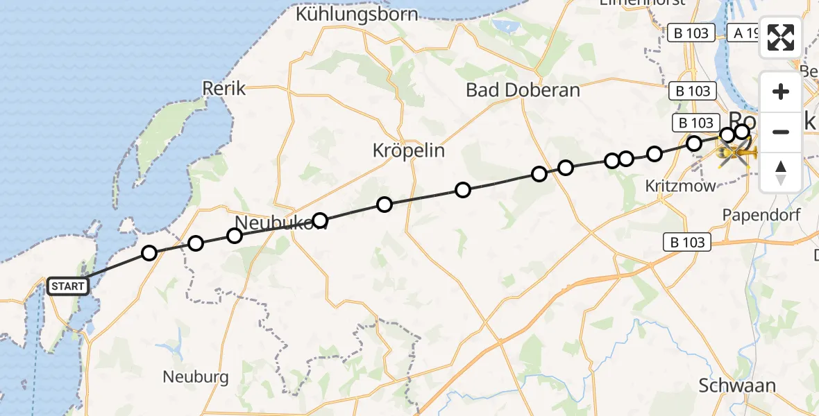 Flugroute Rettungshubschrauber Insel Poel - Rostock, 25 Oktober 2026, 15:33