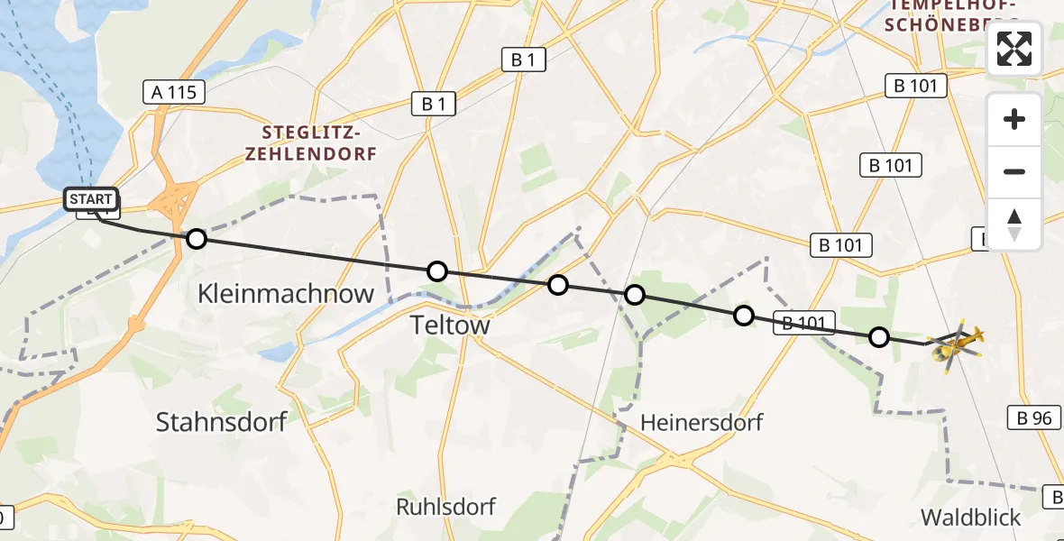 Flugroute Rettungshubschrauber Berlin - Berlin, 25 Oktober 2026, 15:41