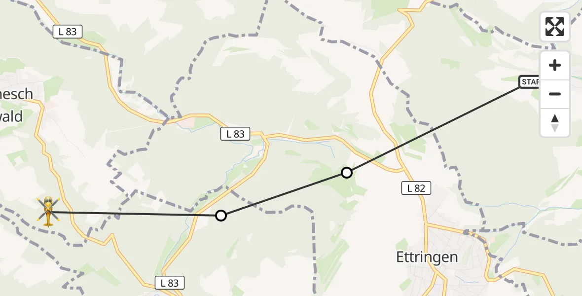Flugroute Ambulanzhubschrauber Mendig - Kirchwald, 25 Oktober 2026, 17:08