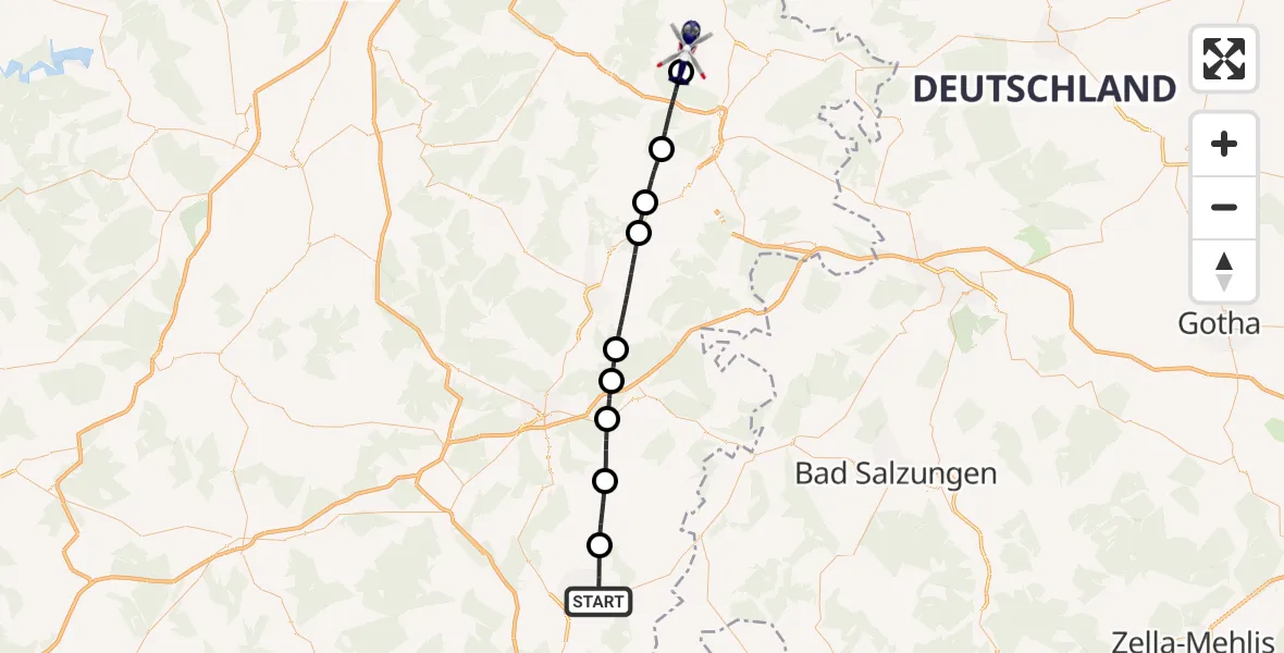 Flugroute Polizeihubschrauber Hünfeld - Meißner, 25 Oktober 2026, 19:03