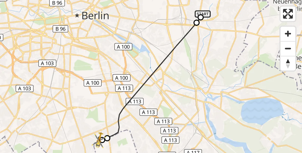 Flugroute Rettungshubschrauber Berlin Emergency Hospital - Berlin, 25 Oktober 2026, 23:41