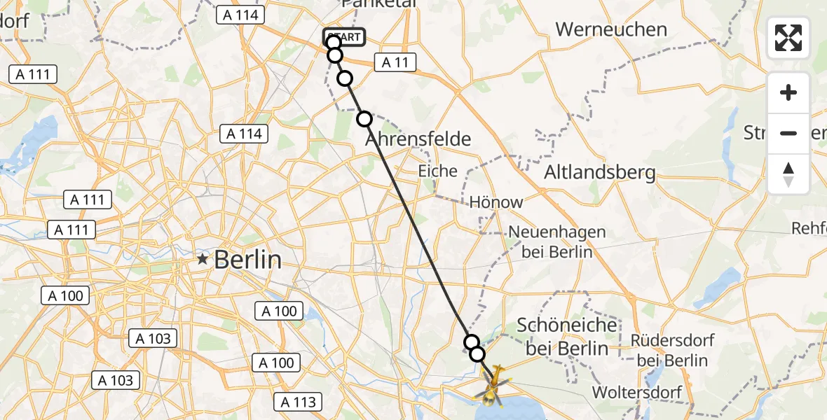Flugroute Rettungshubschrauber Helios Clinic Berlin-Buch - Berlin, 26 Oktober 2026, 05:52