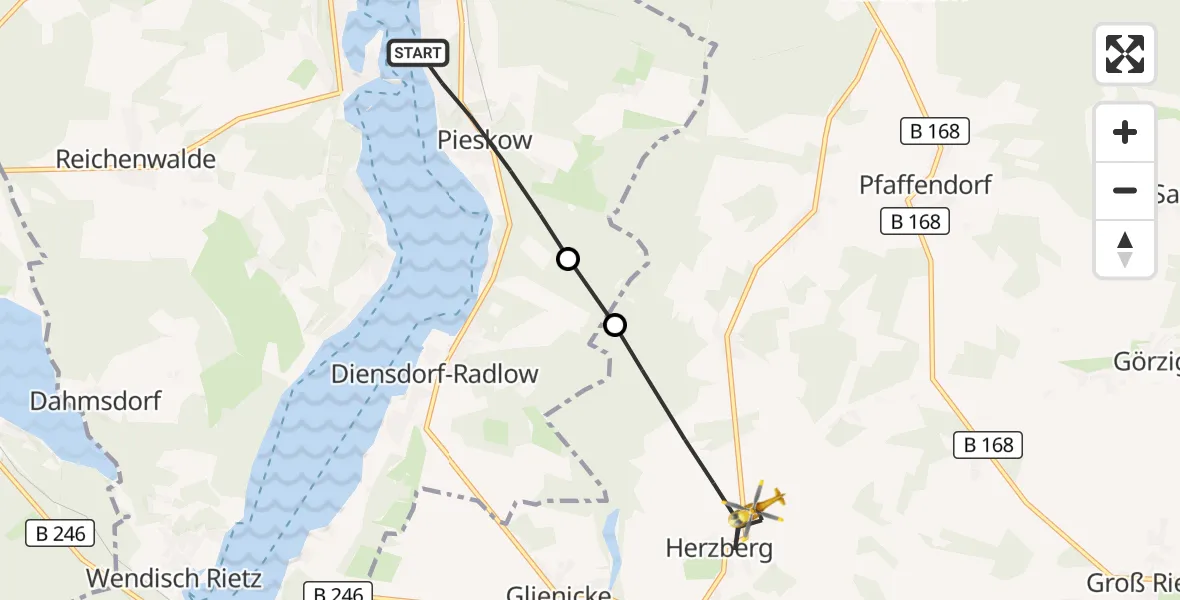 Flugroute Rettungshubschrauber Bad Saarow - Rietz-Neuendorf, 26 Oktober 2026, 06:40