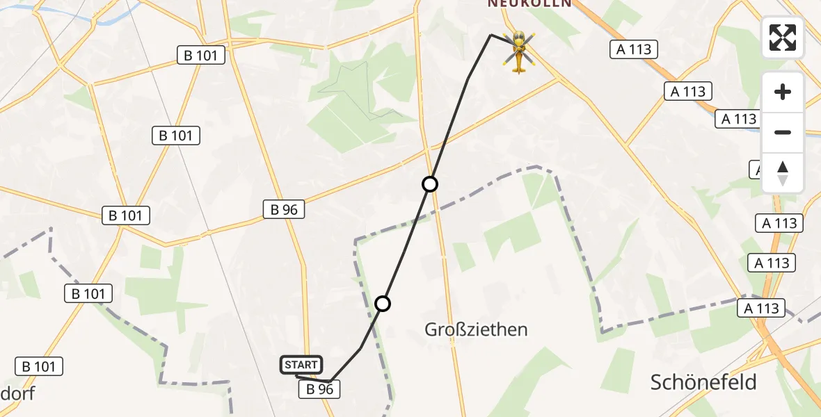 Flugroute Rettungshubschrauber Berlin - Berlin, 26 Oktober 2026, 08:11