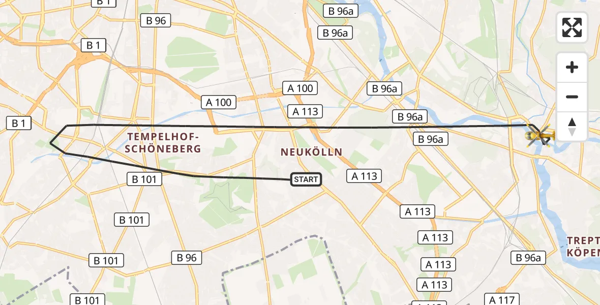 Flugroute Rettungshubschrauber Berlin - Berlin, 26 Oktober 2026, 08:37