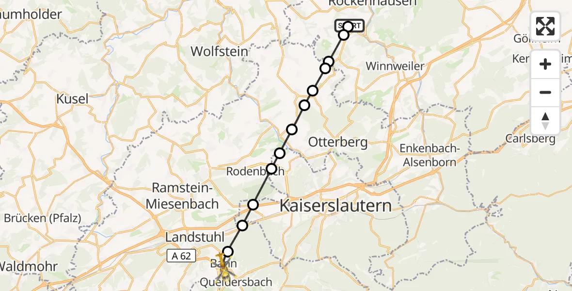 Flugroute Rettungshubschrauber Rockenhausen - Bann, 26 Oktober 2026, 08:37