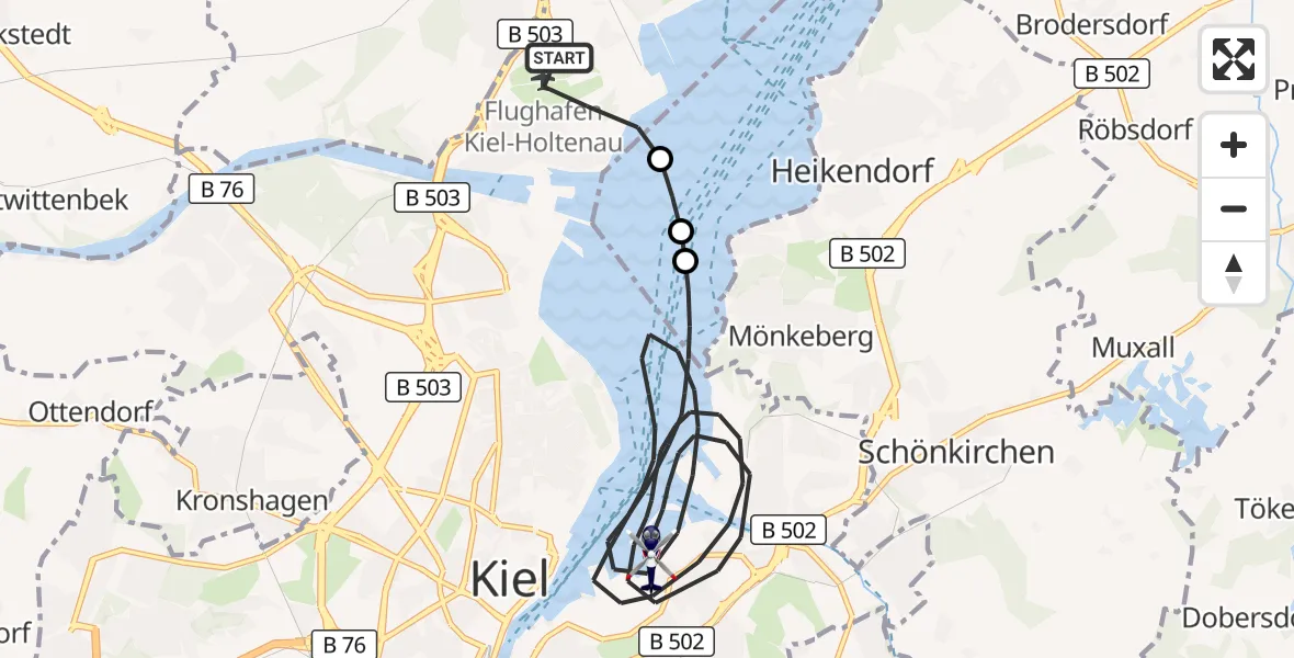Flugroute Polizeihubschrauber Kiel-Holtenau Flughafen - Kiel, 26 Oktober 2026, 08:44